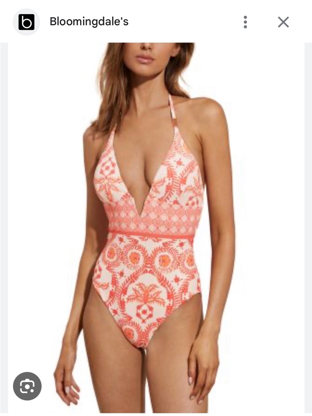 Reiss Leonora Cream and Coral Floral Print One-Piece swimsuit